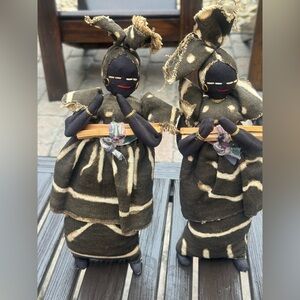 Handcrafted cloth African Dolls in traditional African clothing sold as a pair